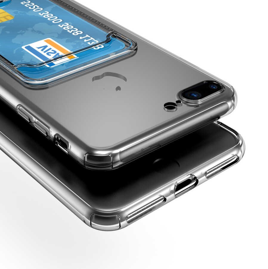 iPhone 8 Kartlıklı Şeffaf Zore Setra Clear Silikon Kılıf
