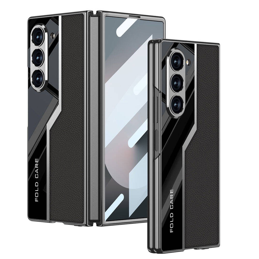 Galaxy Z Fold 6 Ultra İnce Kamera Korumalı PC + Deri Arka Yüzey Zore Kıpta Poligan