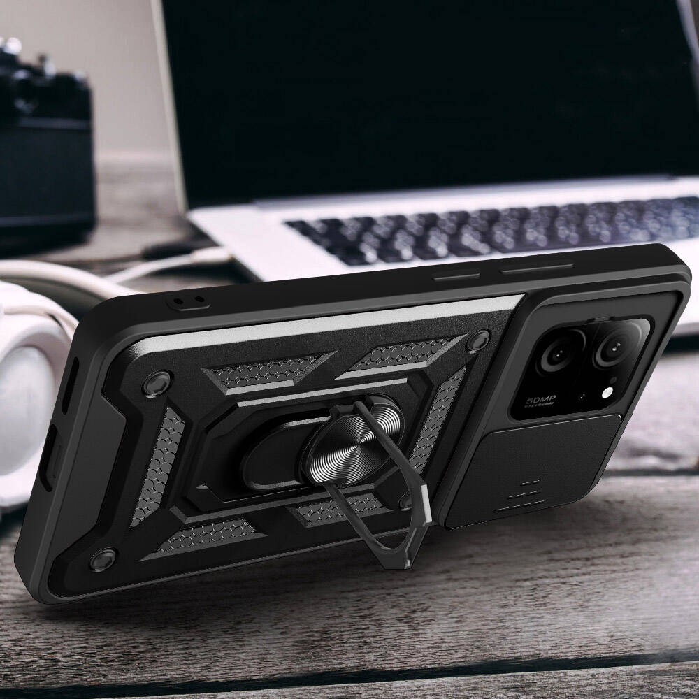 Xiaomi Mi 13T Kılıf Magnetik Standlı Kamera Korumalı Zore Sürgülü Vega Kılıf