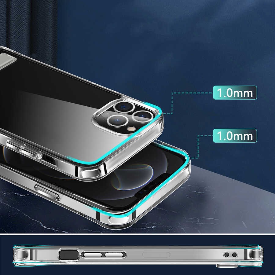 iPhone 12 Pro Max Standlı Şeffaf Silikon Zore L-Stand