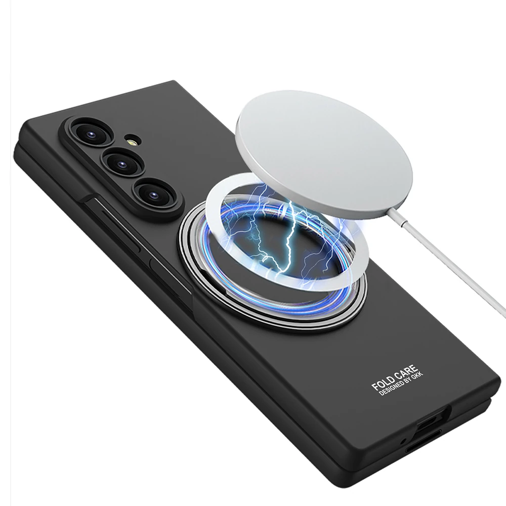 Galaxy Z Fold 7 Kılıf M-safe Şarj Özellikli Zore Kıpta Yüzüklü Kamera Korumalı Kapak