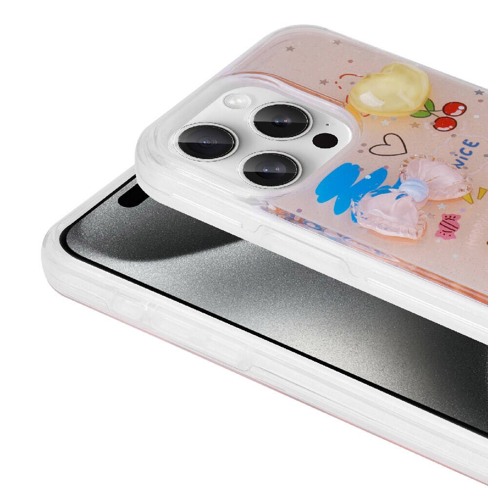 iPhone 15 Pro Kabartma Figürlü Parlak Zore Minimini Silikon