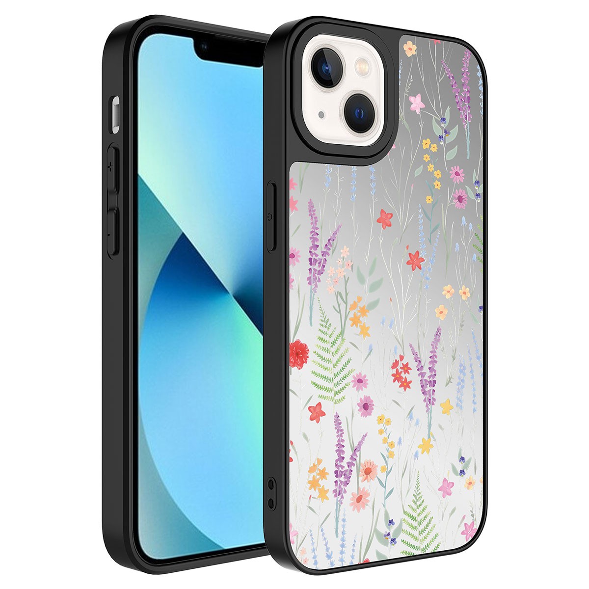 Shiny Rona Mirror Case with Mirrored Pattern and Camera Protection Compatible with iPhone 14 Plus