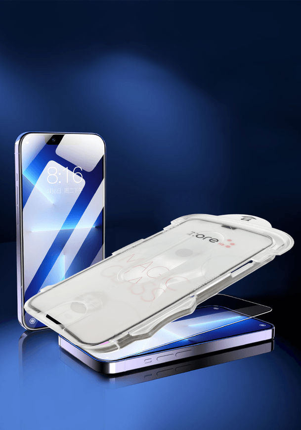 iPhone 14 Pro Max Zore Kolay Uygulama Aparatlı 5D Magic Glass Cam Ekran Koruyucu