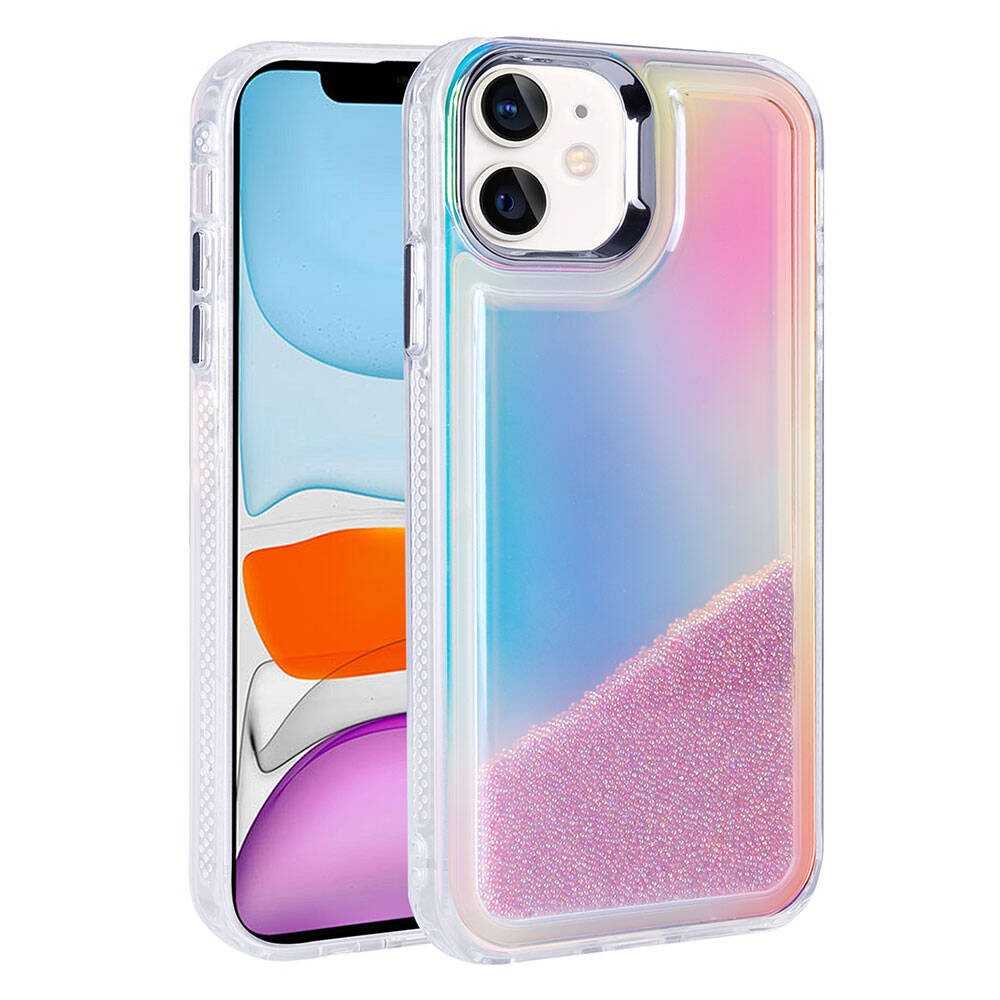 iPhone 11 Case with Airbag Colorful Back Surface Bead Design Rona Sand Cover