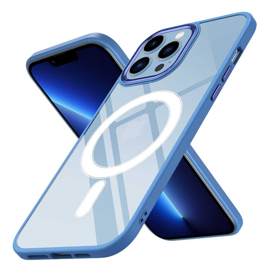 iPhone 12 Pro Kılıf Wireless Şarj Özellikli Zore Krom Magsafe Silikon Kılıf
