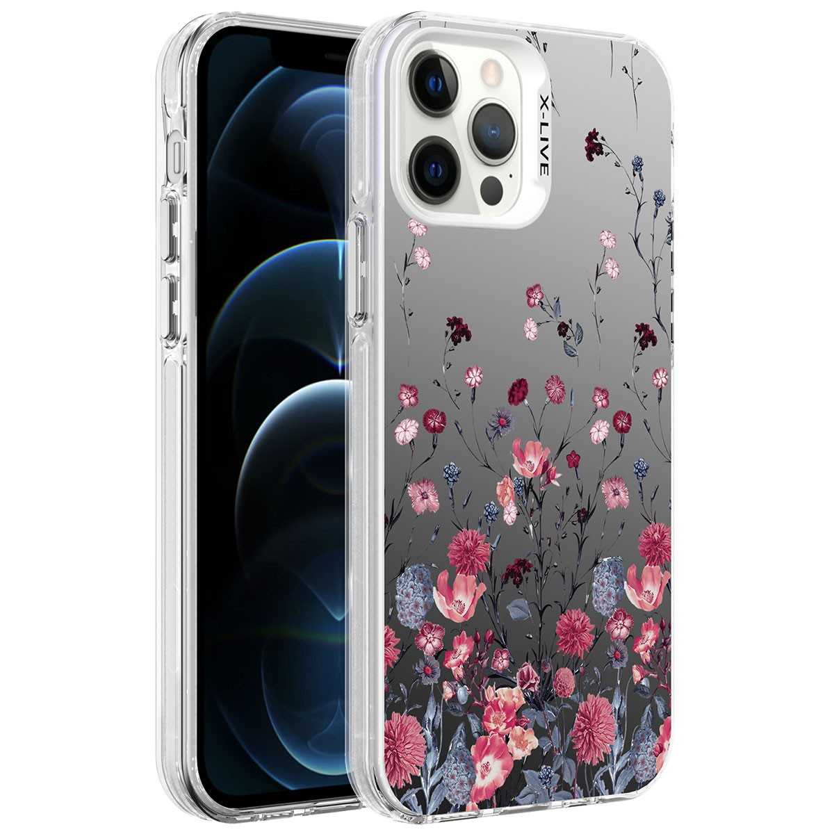 Patterned Rona Silver Hard Case Compatible with iPhone 13 Pro