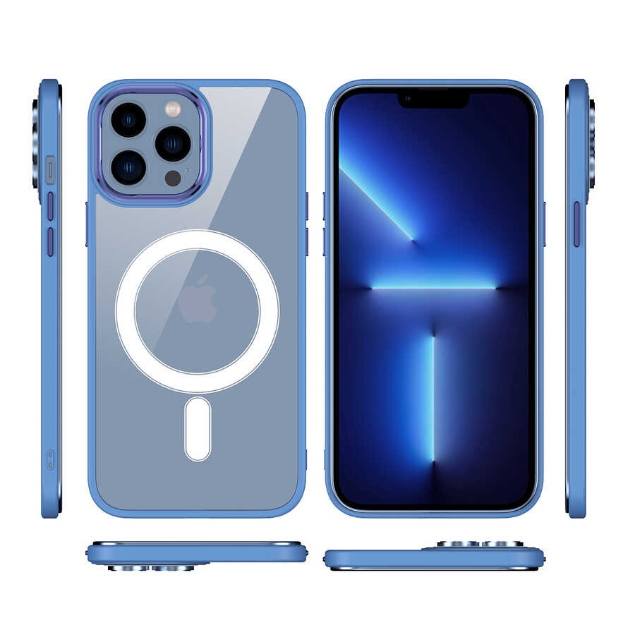 iPhone 12 Pro Kılıf Wireless Şarj Özellikli Zore Krom Magsafe Silikon Kılıf