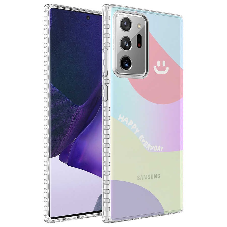Galaxy Note 20 Ultra Airbag Kenarlı Renkli Desenli Silikon Zore Elegans Kapak