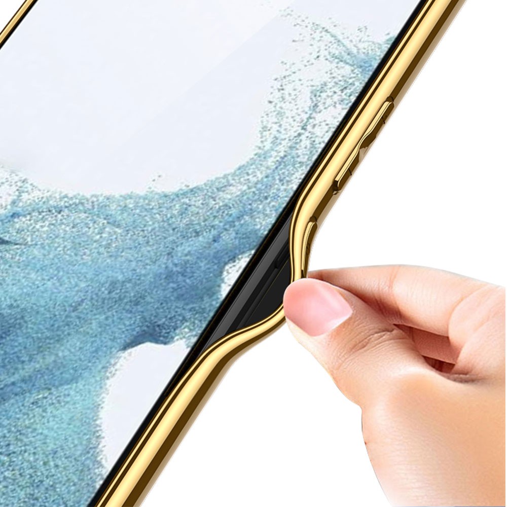 Galaxy S23 Plus Deri Görünümlü Kenarları Elektroplating Kaplama Zore Fizyon