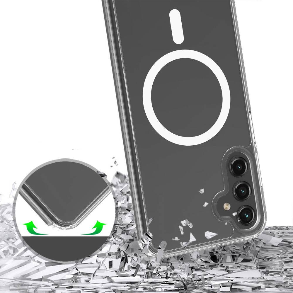 Galaxy S24 FE Magsafe Şarj Özellikli Şeffaf Sert PC Zore Embos