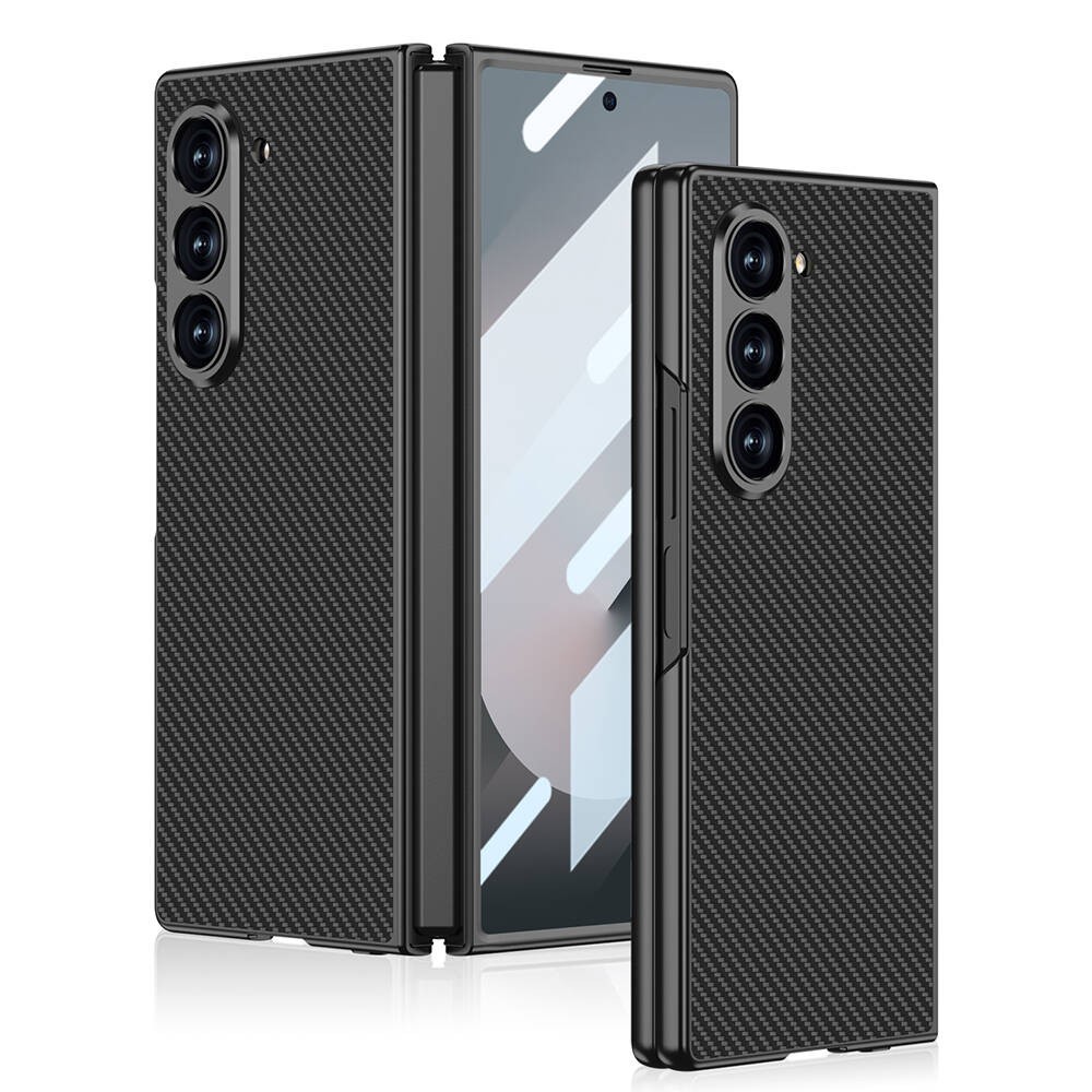 Galaxy Z Fold 6 Case Carbon Fiber Design Titanium Metal Zore K谋pta Jazz Cover