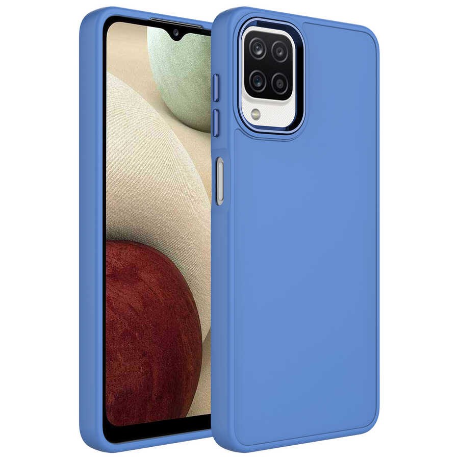 Galaxy M32 Metal Çerçeve ve Buton Tasarımlı Silikon Zore Luna Kapak