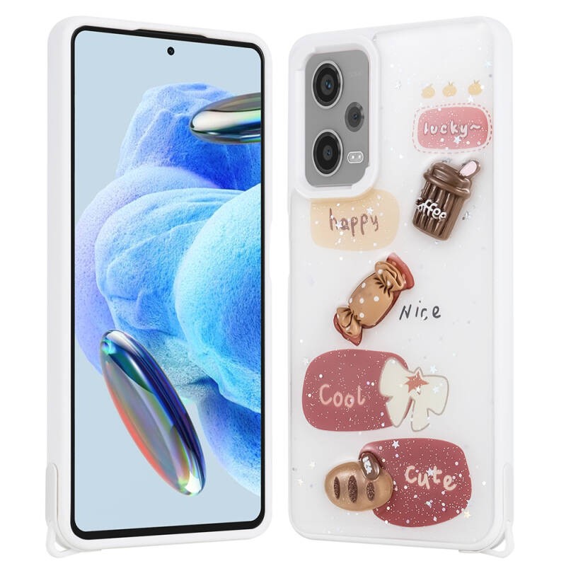 Redmi Note 12 Pro Plus 5G Case Shining Liquid Glitter Embossed Figured Zore Cevze Cover