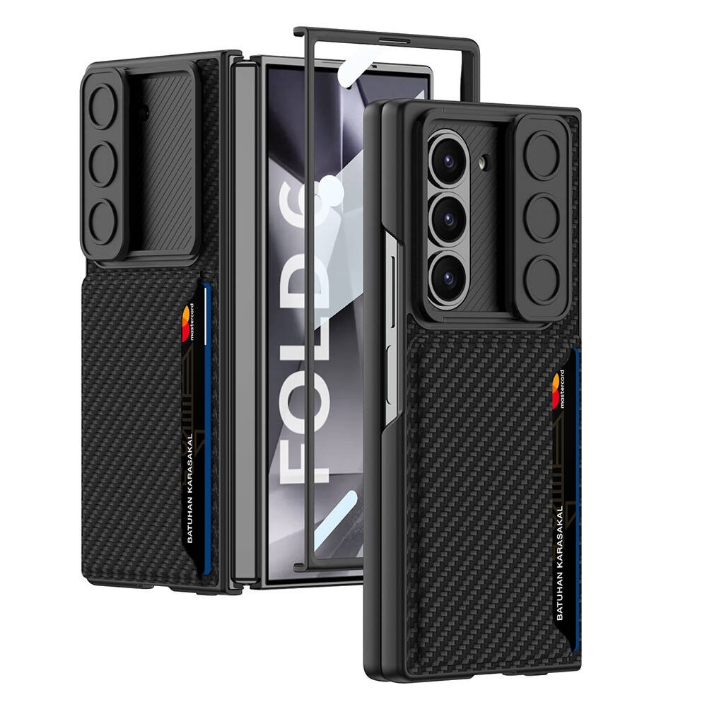 Galaxy Z Fold 6 Kamera Korumalı Karbon Fiber Arka Yüzey Zore Kartlıklı Kıpta Sert