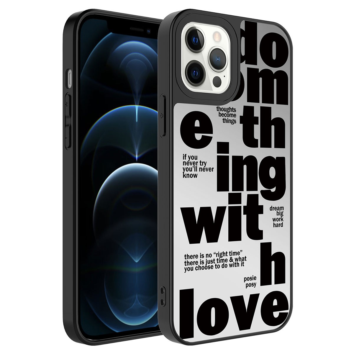 iPhone 12 Pro Aynalı Desenli Kamera Korumalı Parlak Zore Mirror Kapak