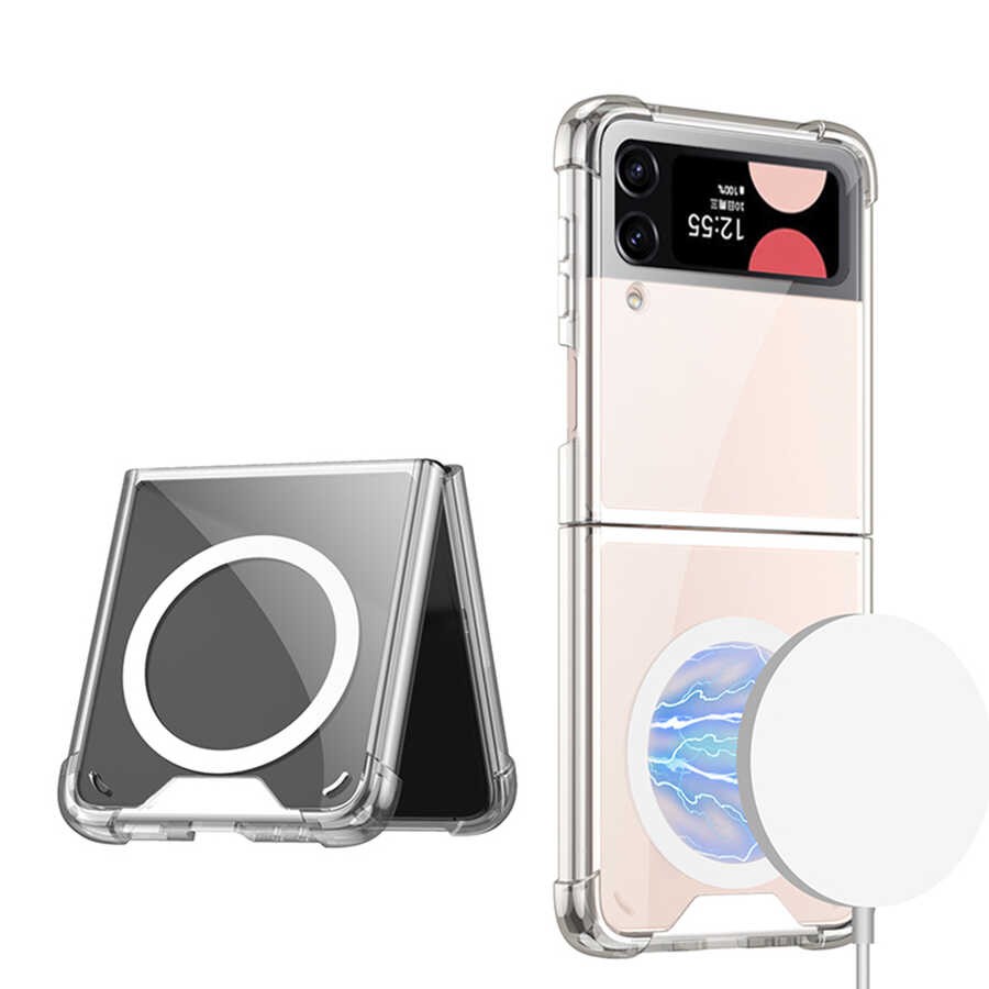 Galaxy Z Flip 3 Wireless Şarj Özellikli Airbagli Zore Kıpta Anti Shock Magsafe