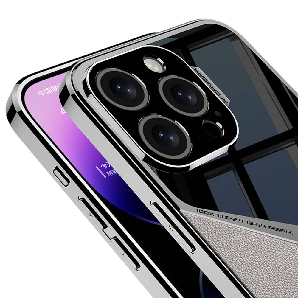 iPhone 14 Pro Ultra İnce Kamera Korumalı PC + Deri Arka Yüzey Zore X-Pro