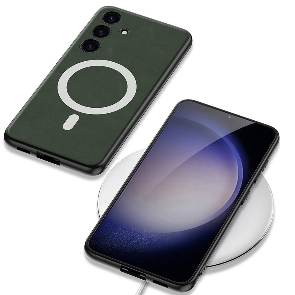 Galaxy S24 Magsafe Şarj Özellikli Deri Tasarımlı Zore Kıpta Nubuk