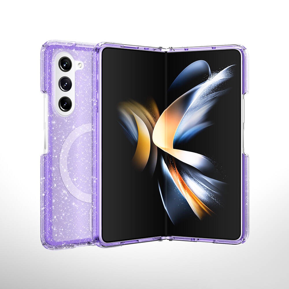 Galaxy Z Fold 6 Kılıf Magsafe Şarj Özellikli Parlayan Simli Saydam Renkli Zore Allstar Kılıf