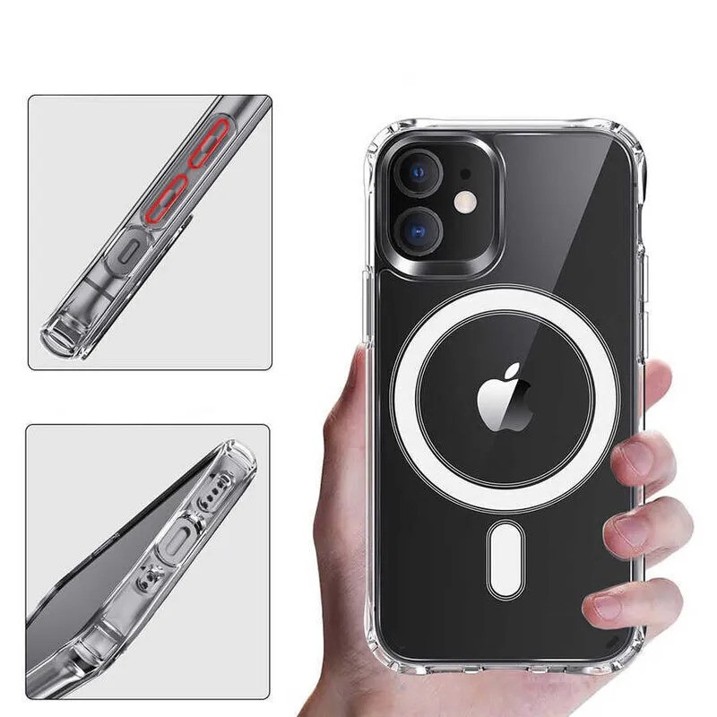 iPhone 11 Uyumlu Zebana Şeffaf Magsafe Silikon Kılıf (Kablosuz Şarj Destekli-Şeffaf)