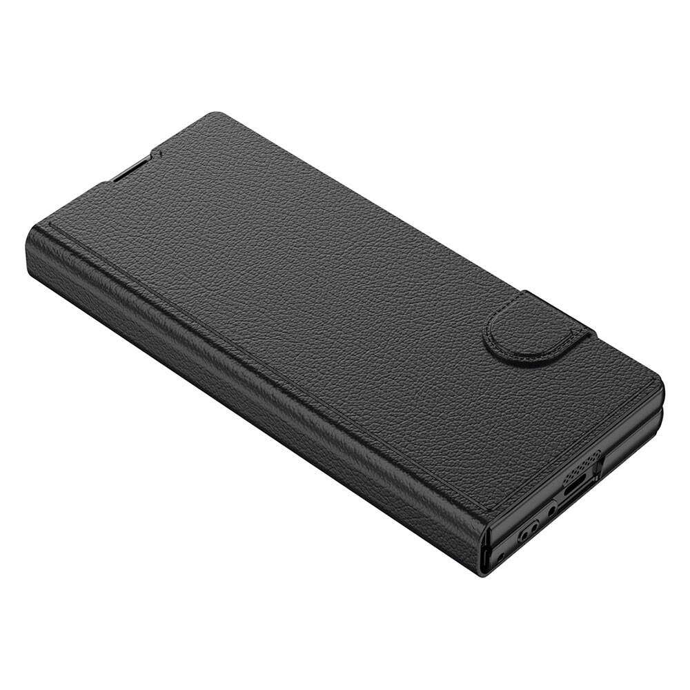 Galaxy Z Fold 6 Suni Deri Tasarımlı Magnetik Tokalı ve Kartlıklı Zore Kıpta Zegna