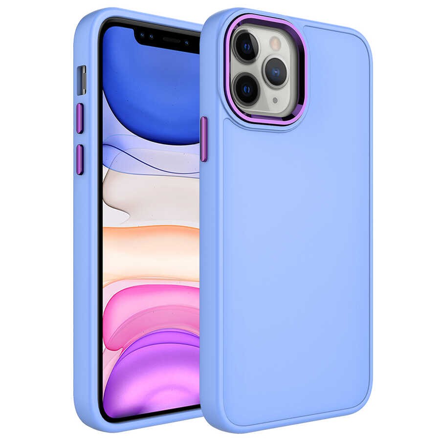 iPhone 12 Pro Metal Çerçeve ve Buton Tasarımlı Silikon Zore Luna Kapak