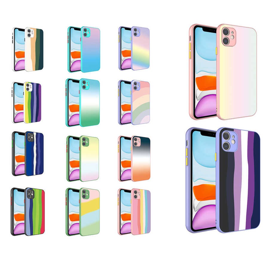 iPhone 11 Compatible Camera Protected Colored Tempered Zore X-Glass Case