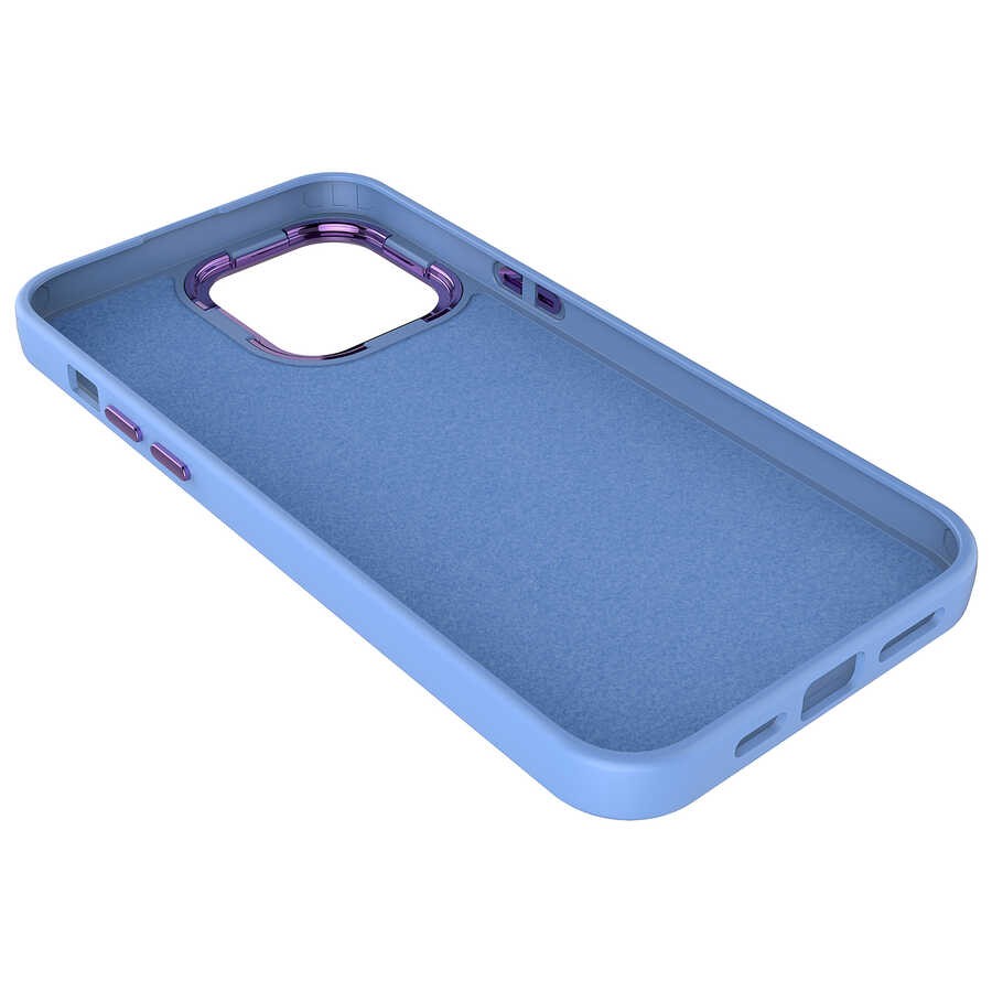iPhone 13 Metal Çerçeve ve Buton Tasarımlı Silikon Zore Luna Kapak