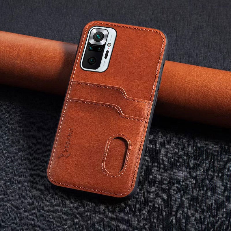 Redmi Note 10 Pro Uyumlu Zebana Kartlıklı Pu Deri Kılıf