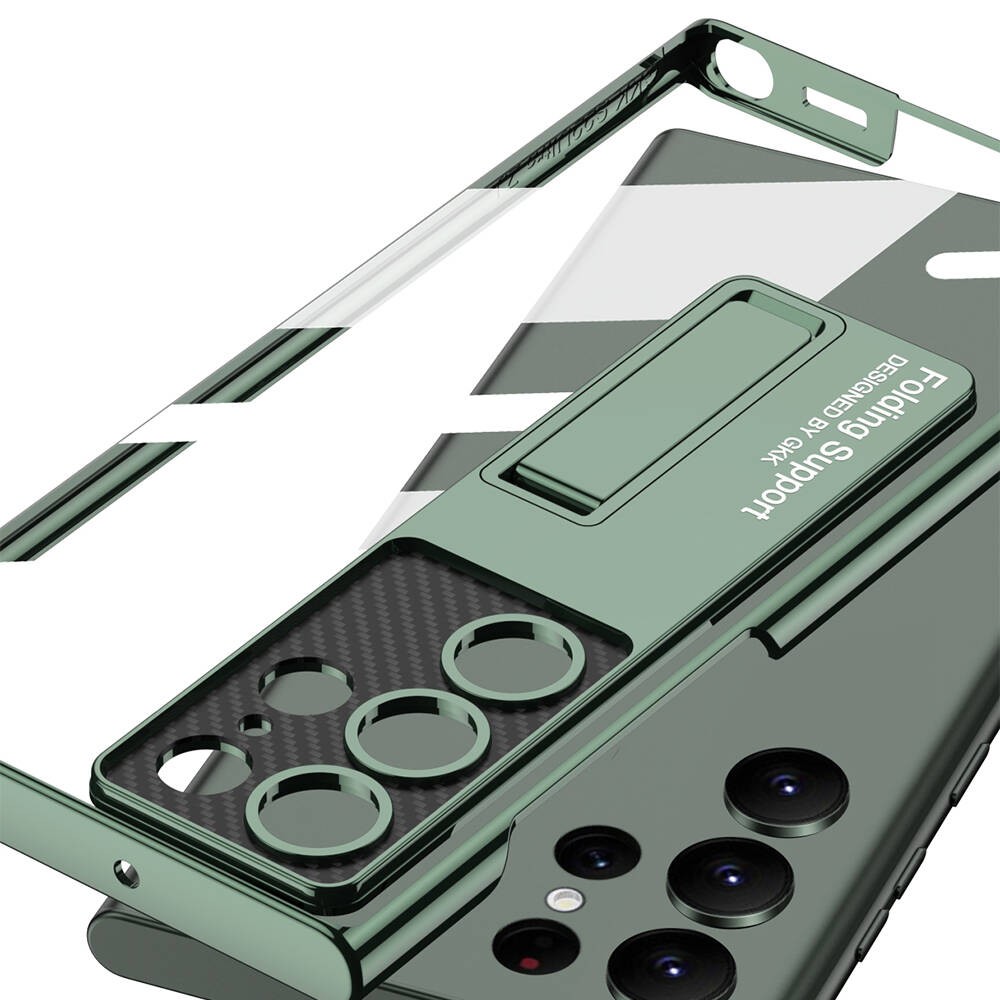 Galaxy S24 Ultra Kamera Korumalı Şeffaf Tasarımlı Zore Lego Standlı