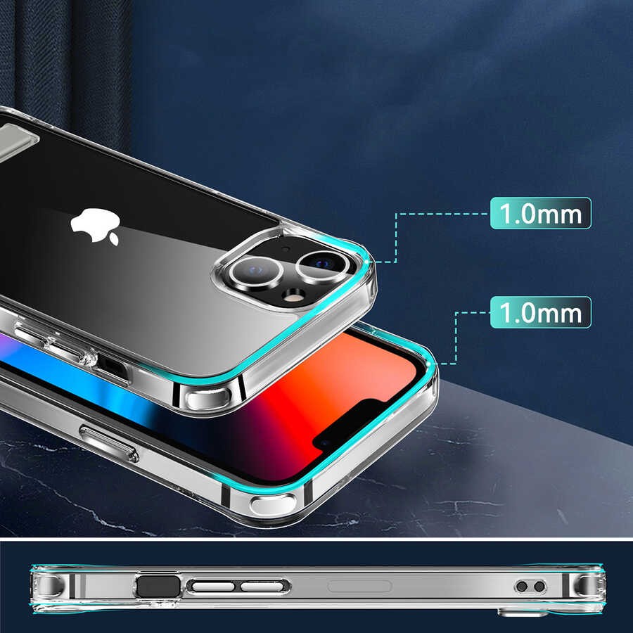 iPhone 14 Standlı Şeffaf Silikon Zore L-Stand