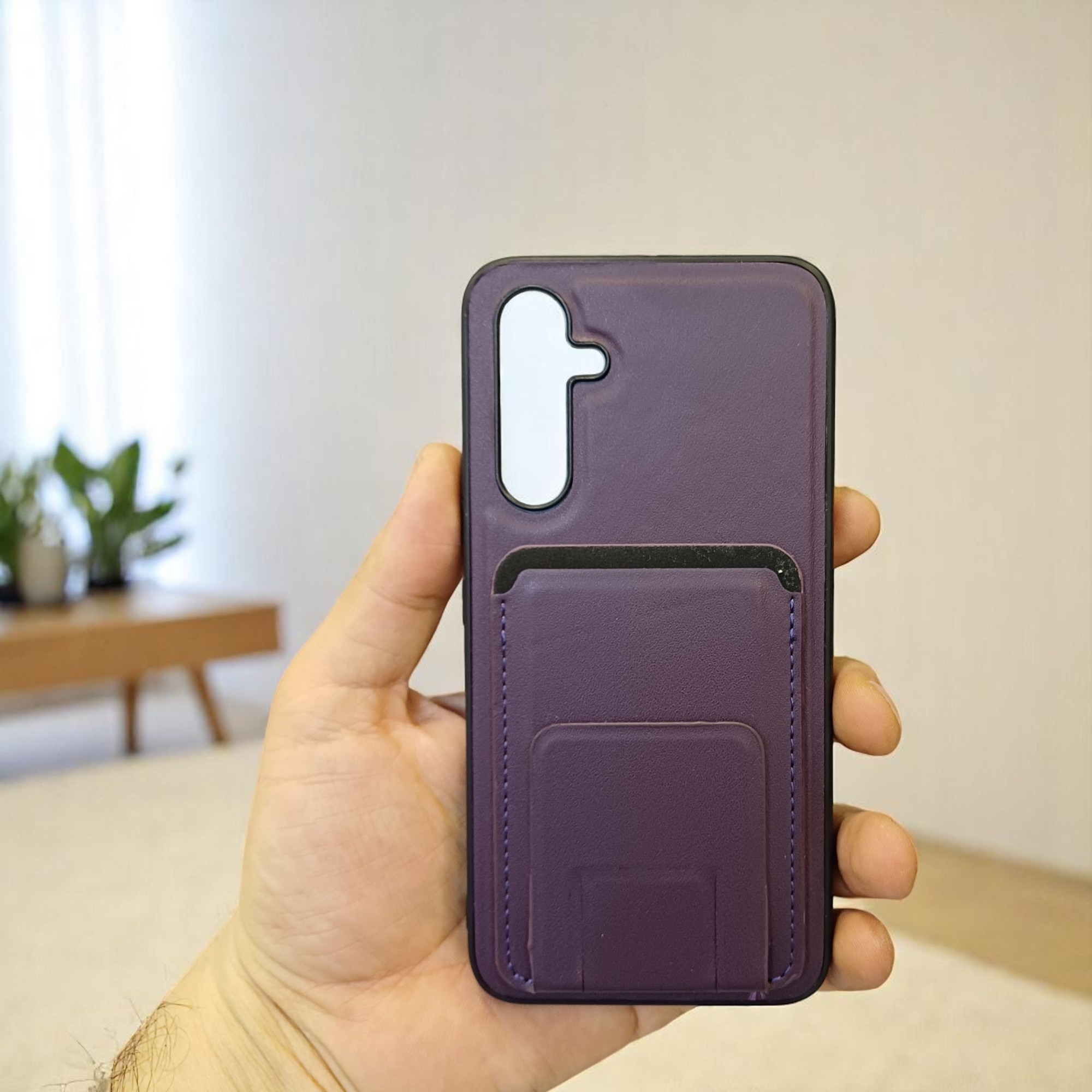 Samsung Galaxy A54 Uyumlu Kartlıklı Stand Özellikli Snx Pu Deri Kılıf
