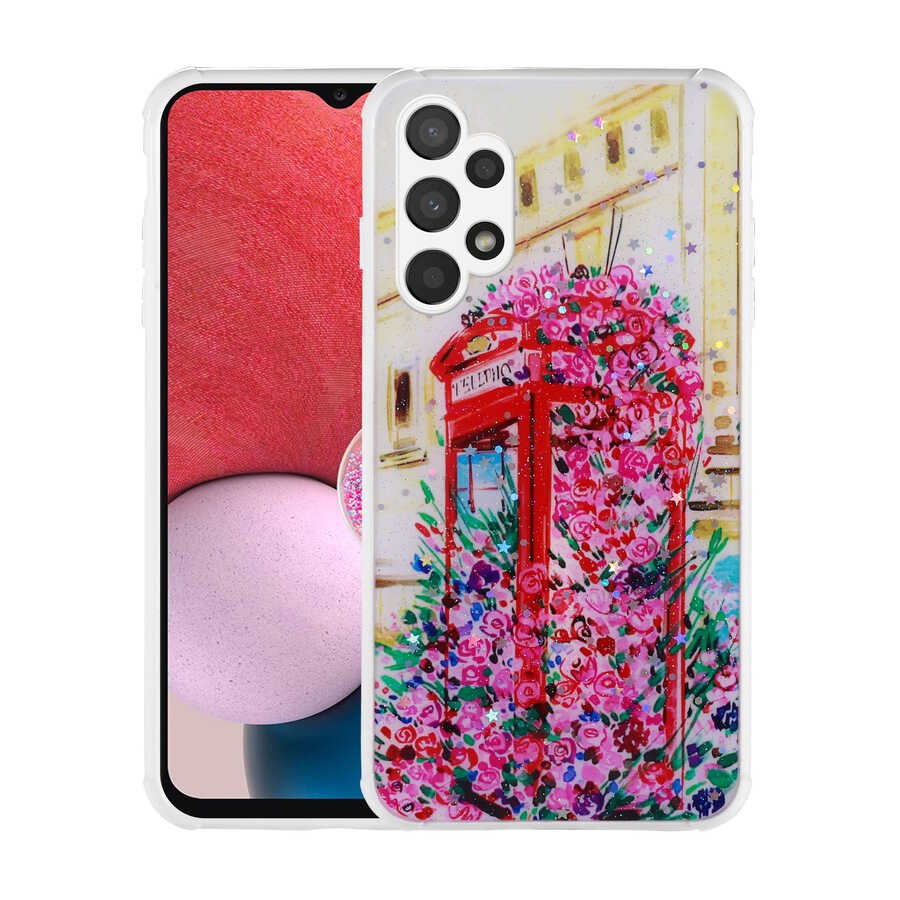 Galaxy A13 4G Simli Desenli Kamera Korumalı Parlak Zore Popy Kılıf