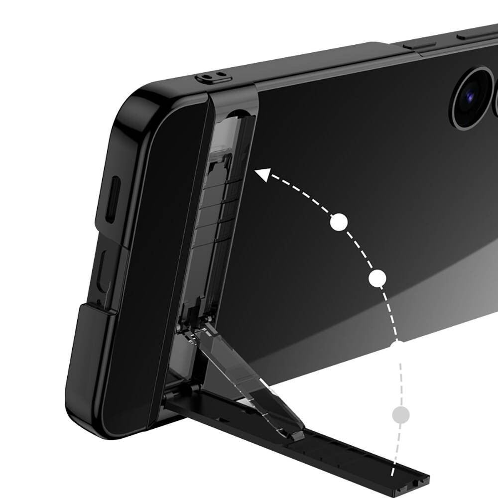 Galaxy S24 Zore Kamera Korumalı Şeffaf Dikey Standlı Ays Kılıf