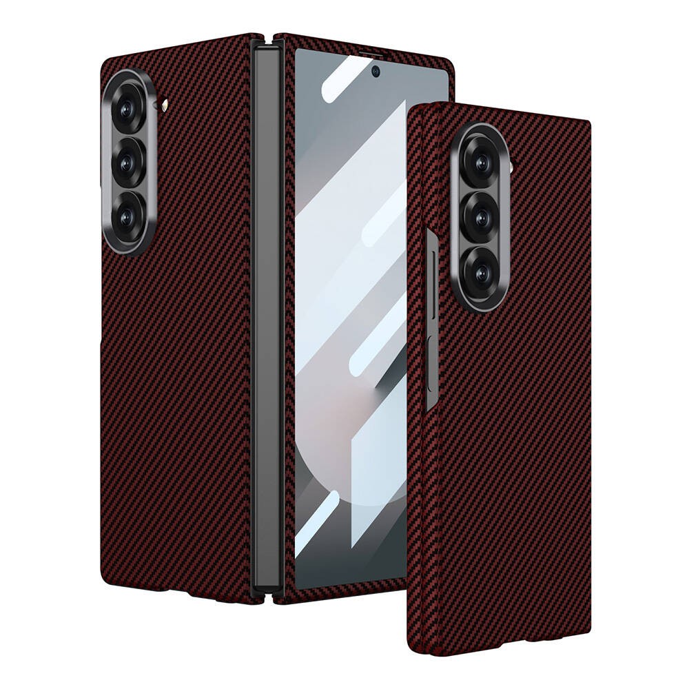 Galaxy Z Fold 6 Kamera Korumalı Karbon Fiber Tasarımlı Arka Yüzey Zore Kıpta Karbon