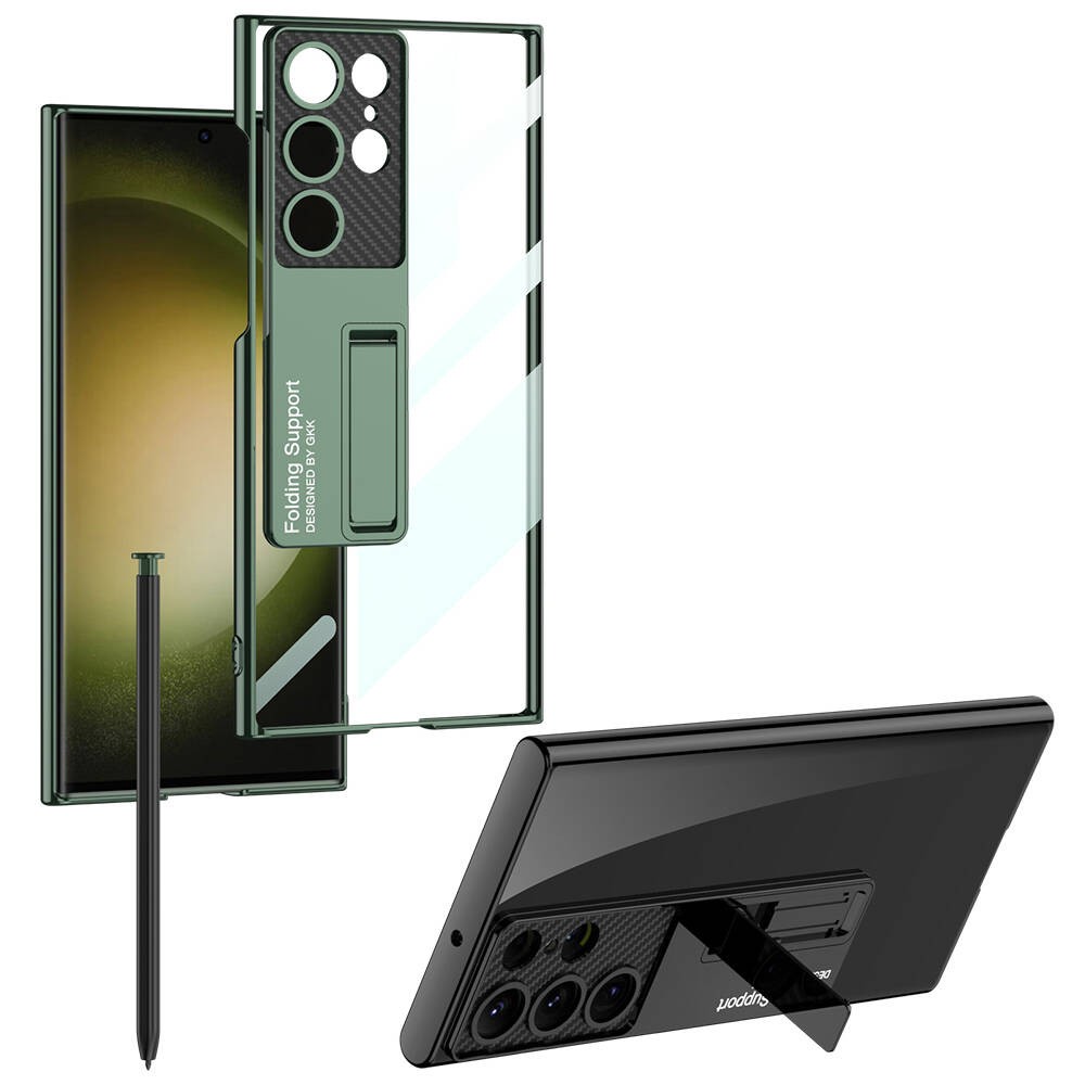 Galaxy S24 Ultra Kamera Korumalı Şeffaf Tasarımlı Zore Lego Standlı