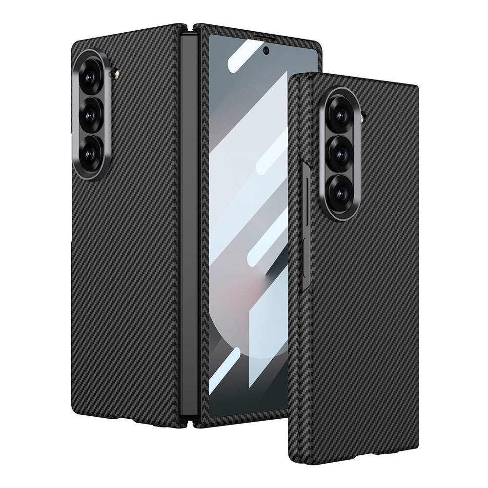 Galaxy Z Fold 6 Kamera Korumalı Karbon Fiber Tasarımlı Arka Yüzey Zore Kıpta Karbon