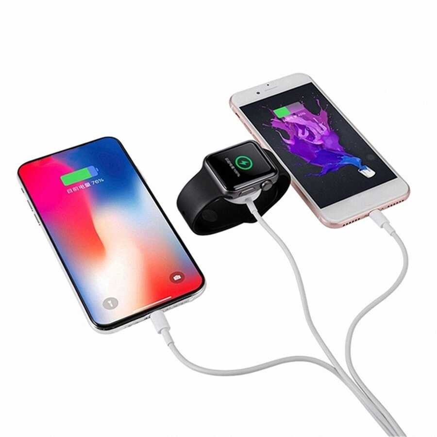 Zore Akıllı Saat 3 in 1 Lightning-Type-C-Wireless USB Şarj Kablosu