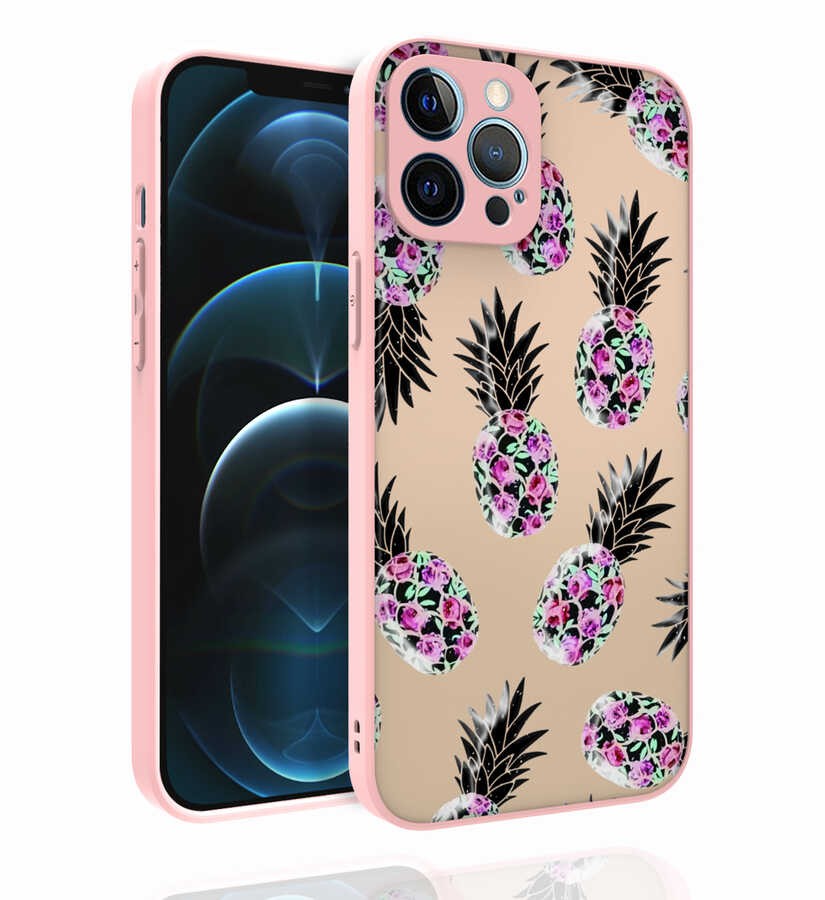 iPhone 12 Pro Compatible Patterned Camera Protected Glossy Rona Viola Case