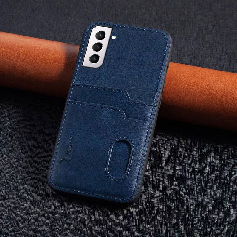 Samsung Galaxy S22 Uyumlu Zebana Kartlıklı Pu Deri Kılıf