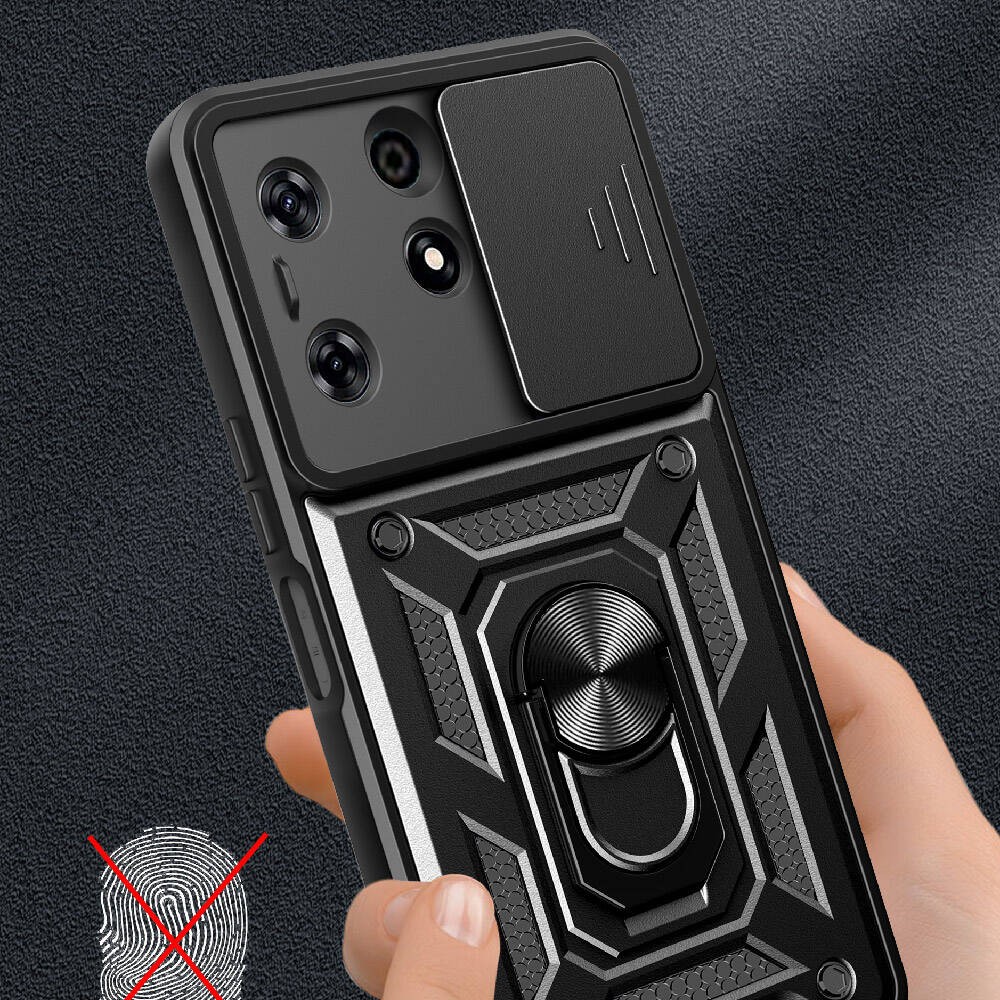 Tecno Spark 10 Pro Kılıf Magnetik Standlı Kamera Korumalı Zore Sürgülü Vega Kılıf