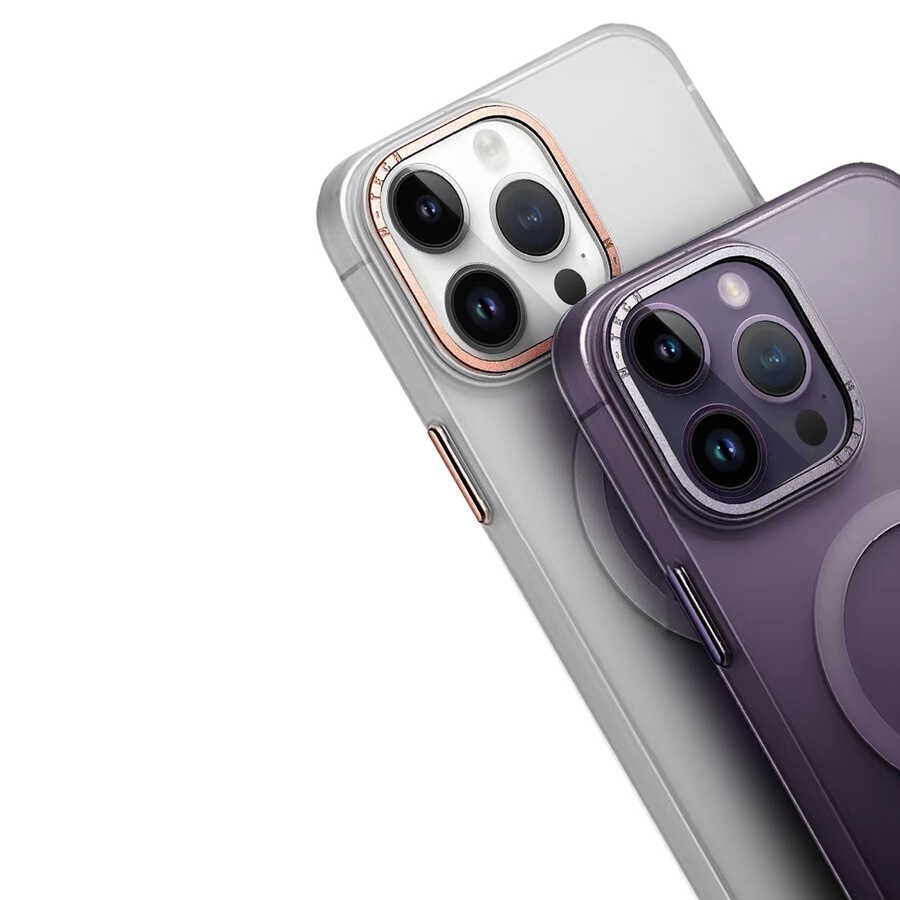 iPhone 14 Pro Max Uyumlu Magsafe Şarj Özellikli Buzlu Sert PC Zore Tuval Kapak