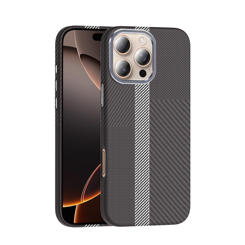 Apple iPhone 16 Pro Kılıf M-safe Şarj Özellikli Karbon Fiber Görünümlü Zore Gros Kapak
