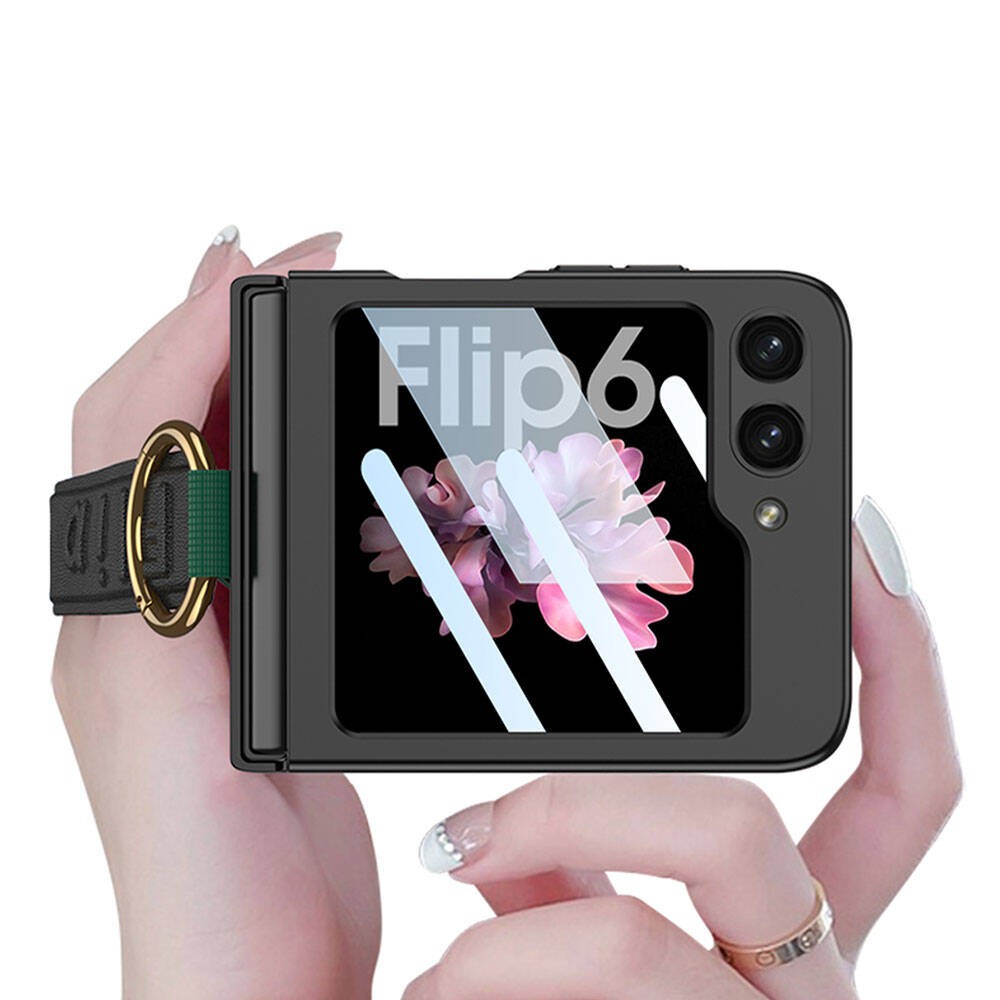 Galaxy Z Flip 6 Case with Camera Protection Ring Zore Flip Ring K谋pta Cover