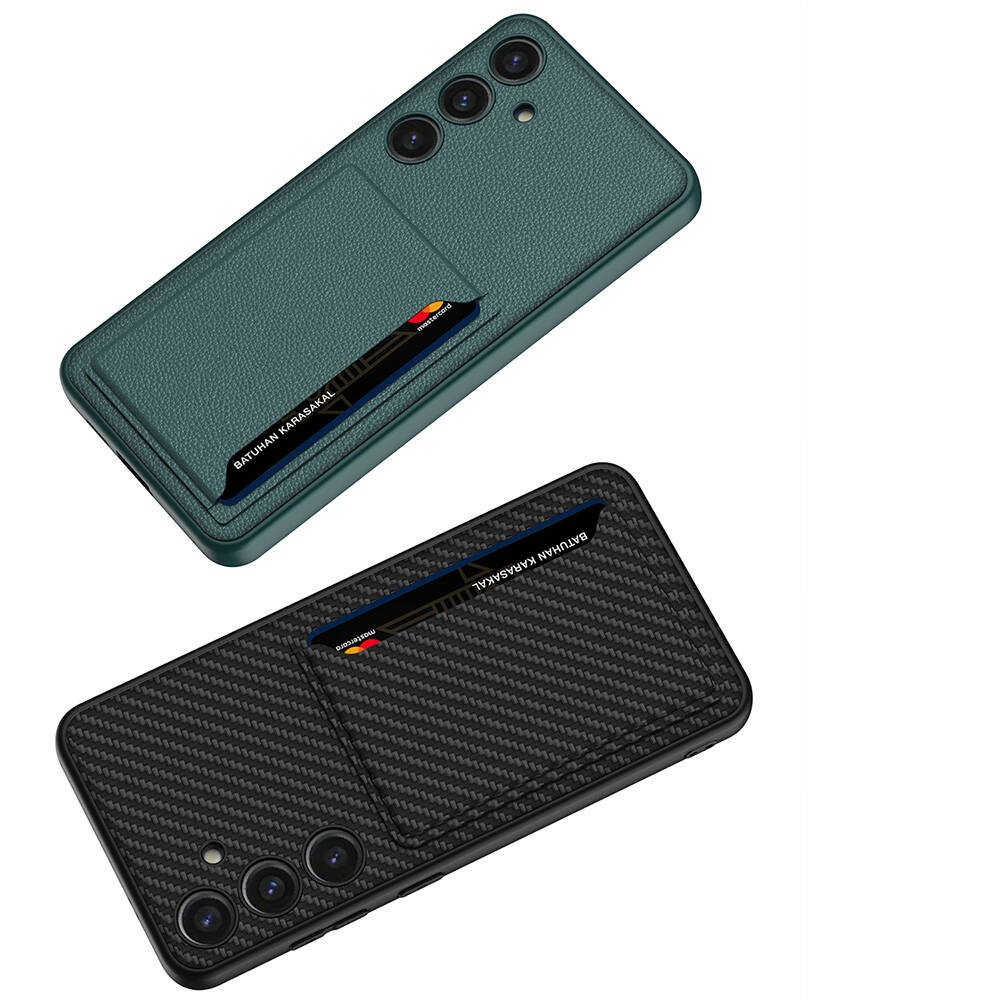 Galaxy S24 Suni Deri Arka Yüzey Zore Kartlıklı Kıpta Silikon