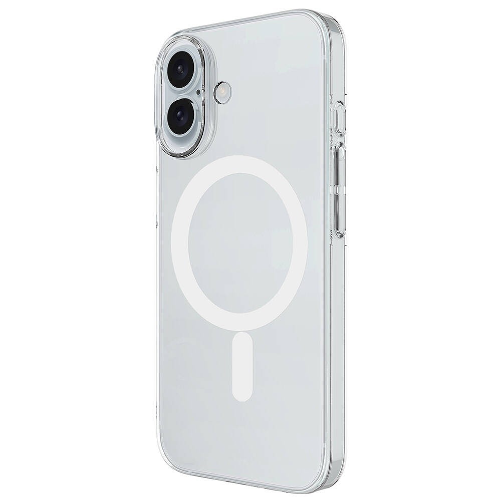 Apple iPhone 16 Case Zore Magsafe Transparent Single Camera Framed Port Cover with Charging Feature - Transparent