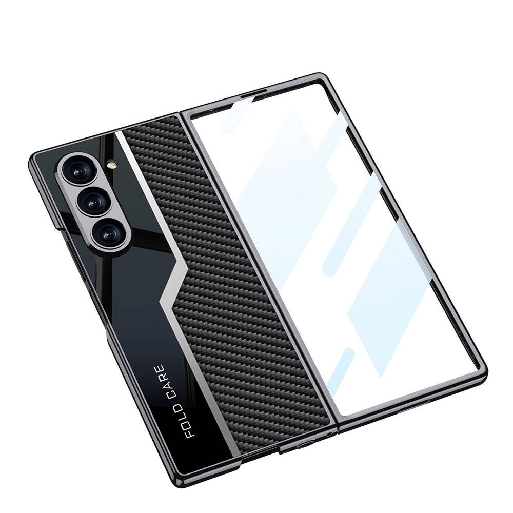 Galaxy Z Fold 6 Ultra İnce Kamera Korumalı PC + Karbon Fiber Tasarımlı Arka Yüzey Zore Kıpta Poligan