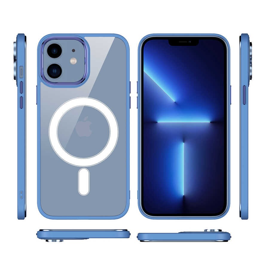 iPhone 12 Uyumlu Wireless Şarj Özellikli Rona Krom Magsafe Silikon Kılıf