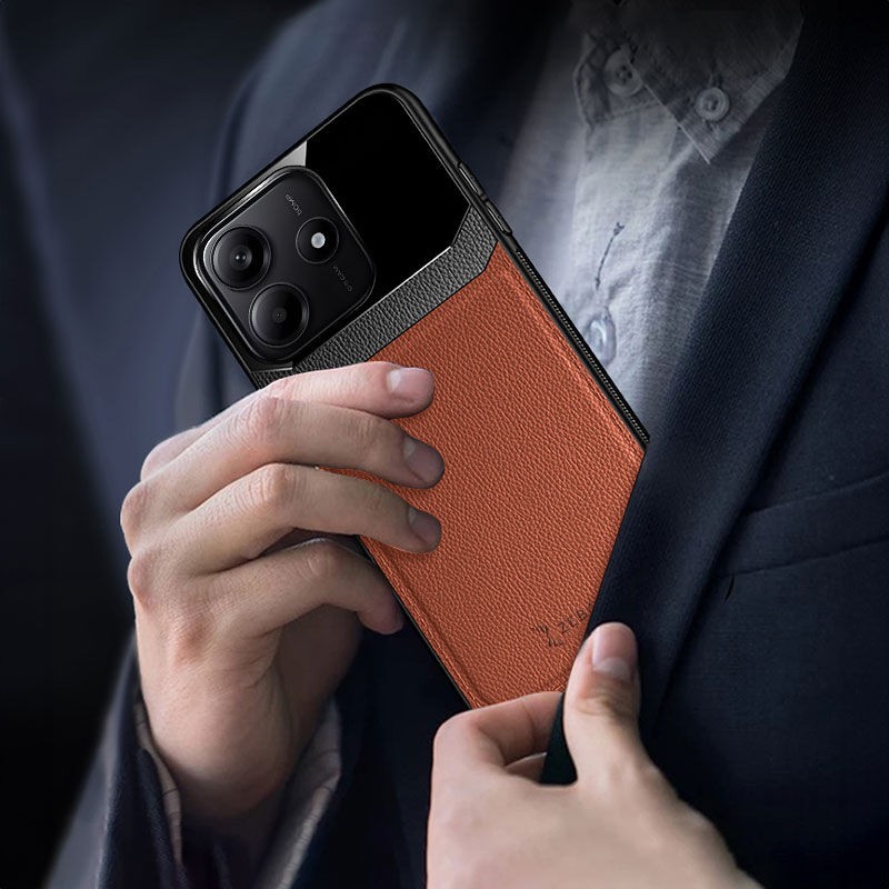 Xiaomi Redmi Note 14 5G Uyumlu Zebana Lens Pu Deri Kılıf